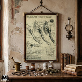Arm- och skulteranatomi av Leonardo da Vinci Poster