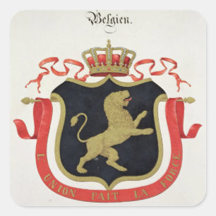 Arm till det belgiska Royalet Familj från en samli Fyrkantigt Klistermärke