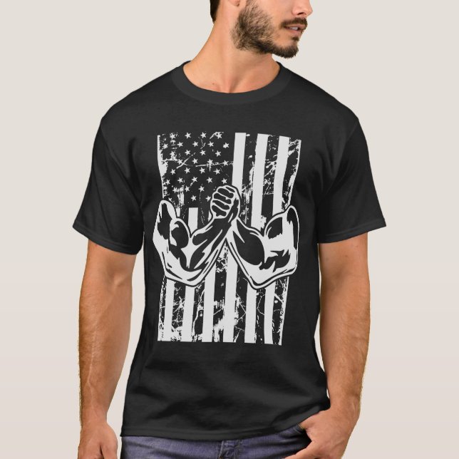 Arm USA flagga T Shirt (Framsida)