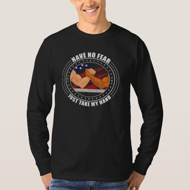 Arm Wrestler Muscle USA Flag Hand Wrestling 34 T Shirt (Framsida)