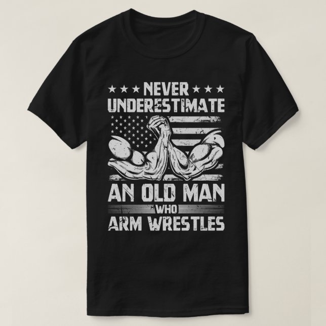 Arm Wrestler Old Man USA flagga Arm Wrestling T Shirt (Design framsida)