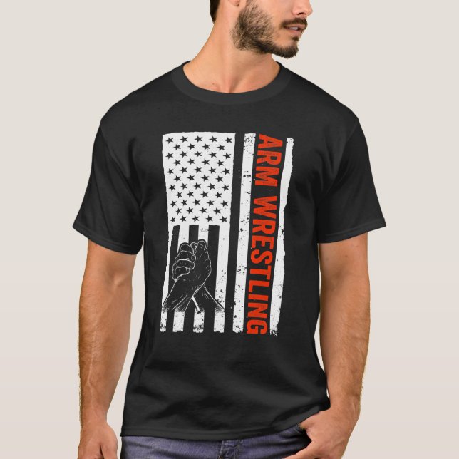 Arm Wrestler USA flagga Arm Wrestling T Shirt (Framsida)