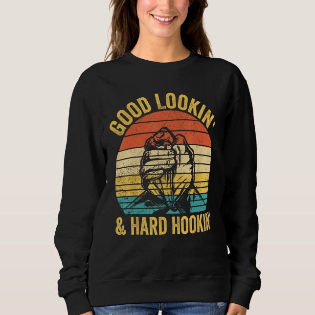 Arm Wrestling Arm Wrestler Good Lookin & Hard Hook T Shirt (Framsida)