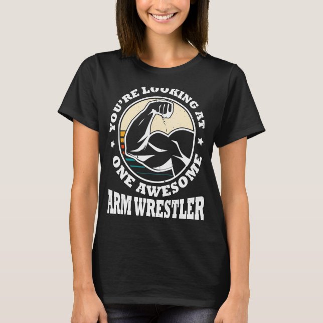Arm Wrestling Armwrestler Idrottsman Squeezing Bic T Shirt (Framsida)