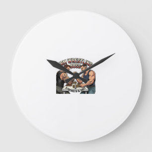 Arm Wrestling Boss - Retro styrka och Grit Art Stor Klocka
