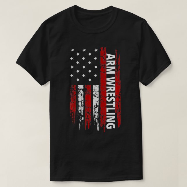 Arm Wrestling USA Flag Armwrestling  T Shirt (Design framsida)