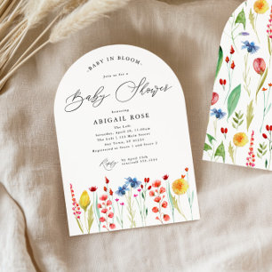 Armade Baby i Bloom Baby Shower Wildblomskugga Inbjudningar
