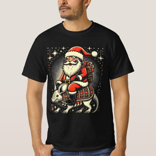 Armadillo Älskare Ugly Santa Riding Armadillo T Shirt (Framsida)