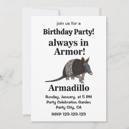 Armadillo Animal Funny Birthday Party Inbjudningar