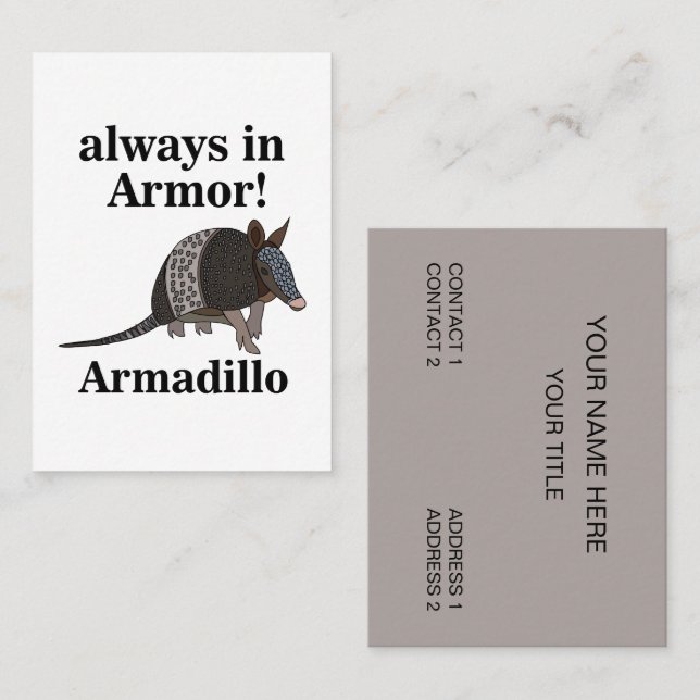 Armadillo Animal Funny  Visitkort (Fram/baksida)