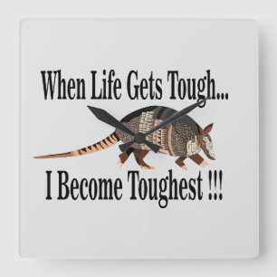 Armadillo Animal Inspirational Fyrkantig Klocka