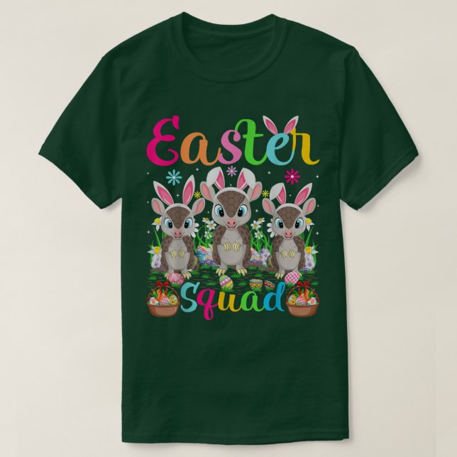 Armadillo Bunny Ear Påsk Squad Armadillo Lycklig E T Shirt (Design framsida)