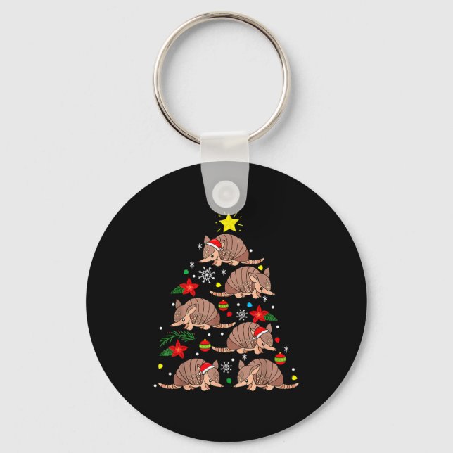 Armadillo Christmas Ornament Tree Funny Zookeeper  Nyckelring (Framsida)