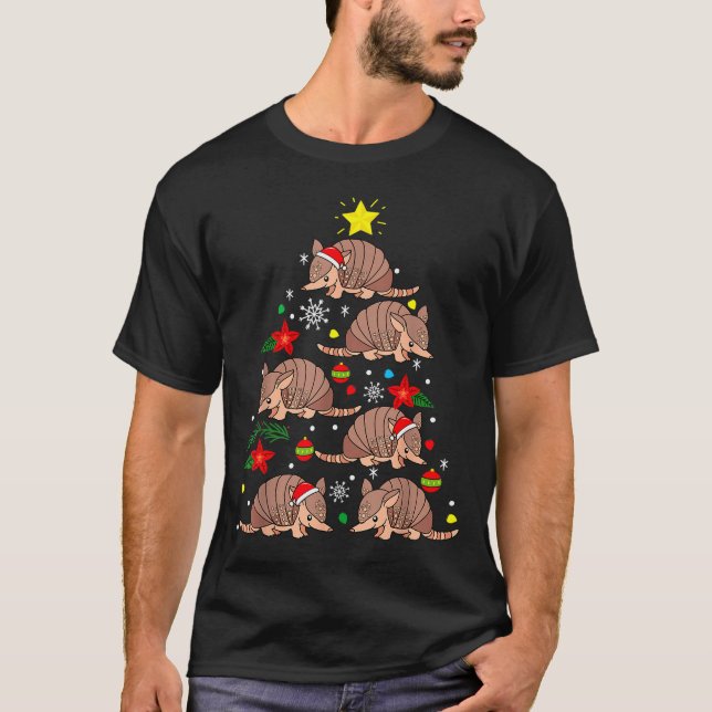 Armadillo Christmas Ornament Tree Funny Zookeeper  T Shirt (Framsida)