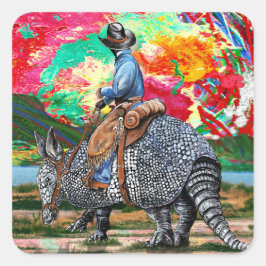 Armadillo Cowboy Anpassningsbar-cut Vinyl Sticker Fyrkantigt Klistermärke