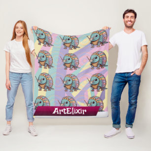 Armadillo Cute Pastel Färgad Warrior Fleecefilt