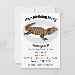 Armadillo gidled lizard tecknad illustration inbjudningar