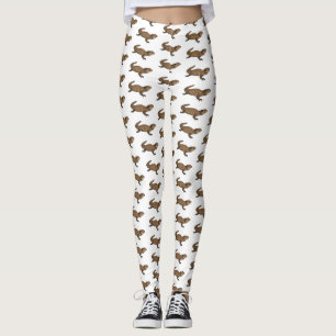 Armadillo gidled lizard tecknad illustration leggings