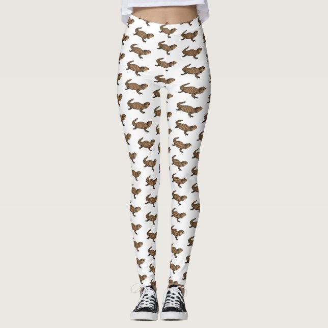 Armadillo gidled lizard tecknad illustration leggings (Framsida)