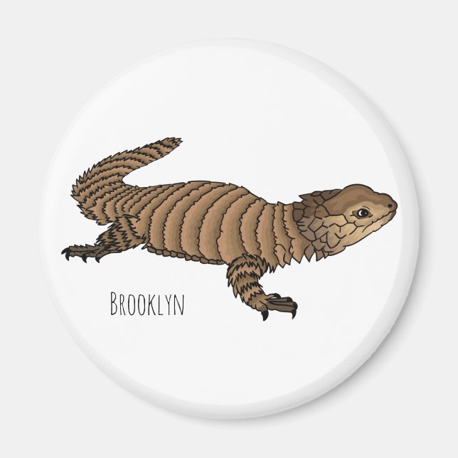 Armadillo gidled lizard tecknad illustration magnet (Framsidan)