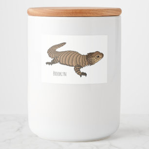 Armadillo gidled lizard tecknad illustration mat etiketter