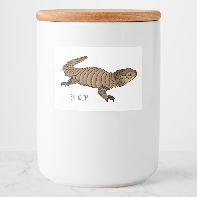 Armadillo gidled lizard tecknad illustration mat etiketter (Framsida)
