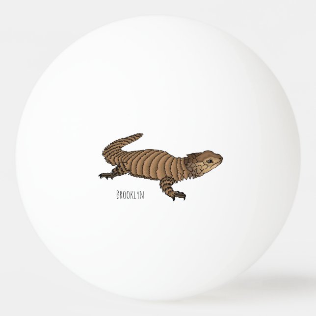 Armadillo gidled lizard tecknad illustration pingisboll (Framsidan)