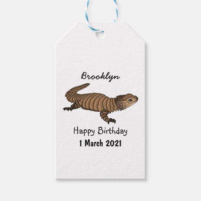 Armadillo gidled lizard tecknad illustration presentetikett (Framsidan)
