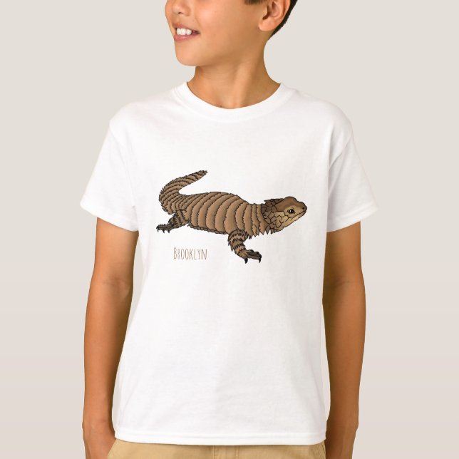 Armadillo gidled lizard tecknad illustration t shirt (Framsida)