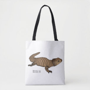 Armadillo gidled lizard tecknad illustration tygkasse