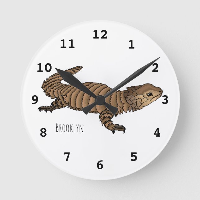 Armadillo girdled lizard cartoon illustration  rund klocka (Framsida)