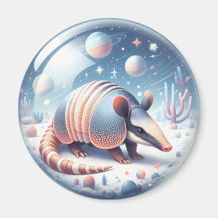 Armadillo med kosmetisk bakgrund magnet