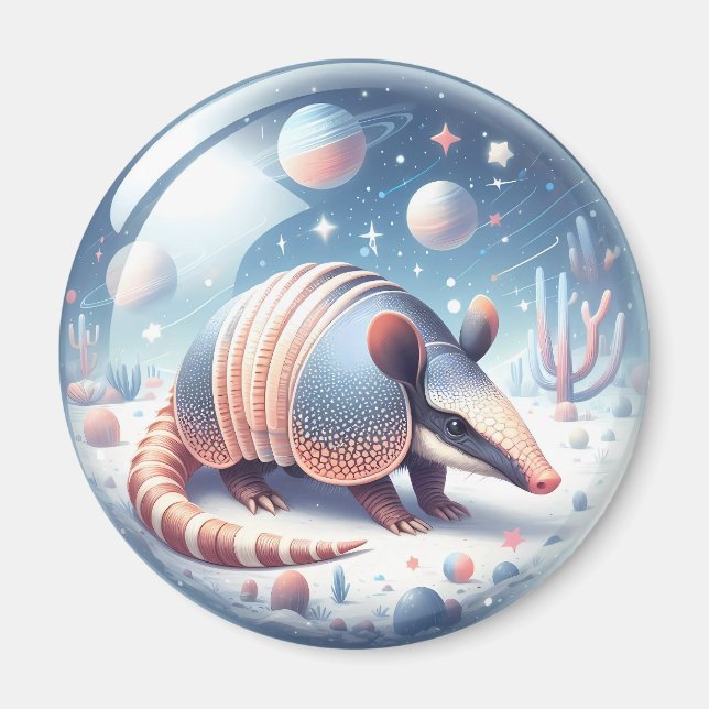 Armadillo med kosmetisk bakgrund magnet (Framsidan)