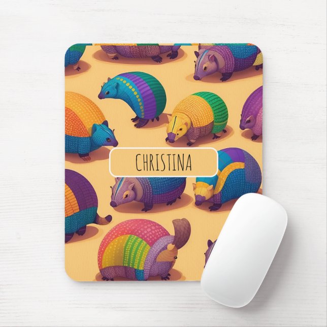 Armadillo Pastel Colorful Personlig Mönster Musmatta (Med mus)