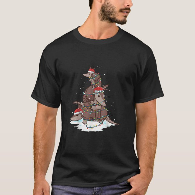 Armadillo Santa Light Träd T Shirt (Framsida)