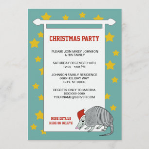 Armadillo Santa Party (vintage grönt) Inbjudningar