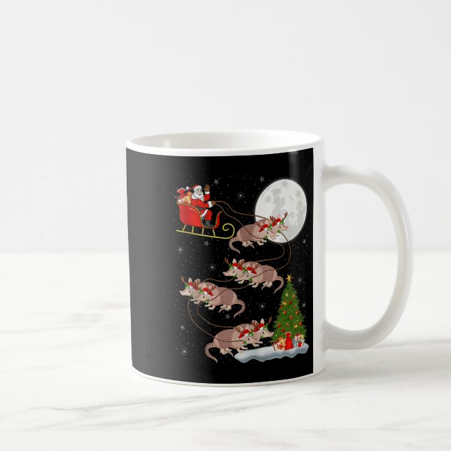 Armadillo Santa Sleigh Flying Funny Magical Christ Kaffemugg (Höger)