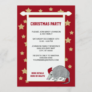 Armadillo Santa Stars jul Party Inbjudningar