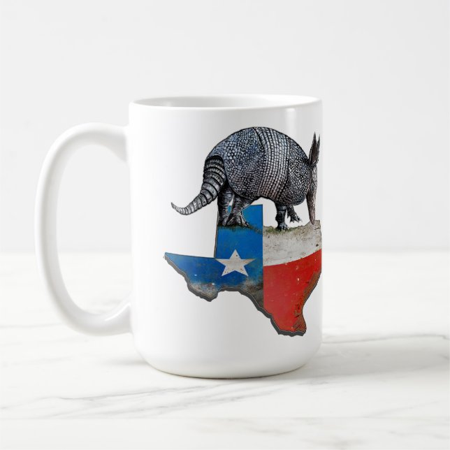 Armadillo Texas Statlig flagga Karta Kaffemugg (Vänster)