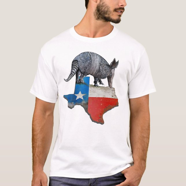 Armadillo Texas Statlig flagga Karta T Shirt (Framsida)