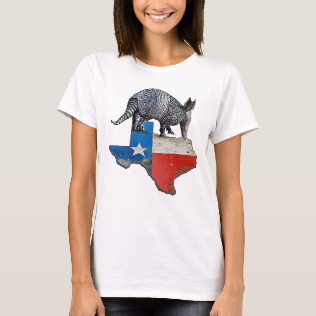 Armadillo Texas Statlig flagga Karta T Shirt (Framsida)