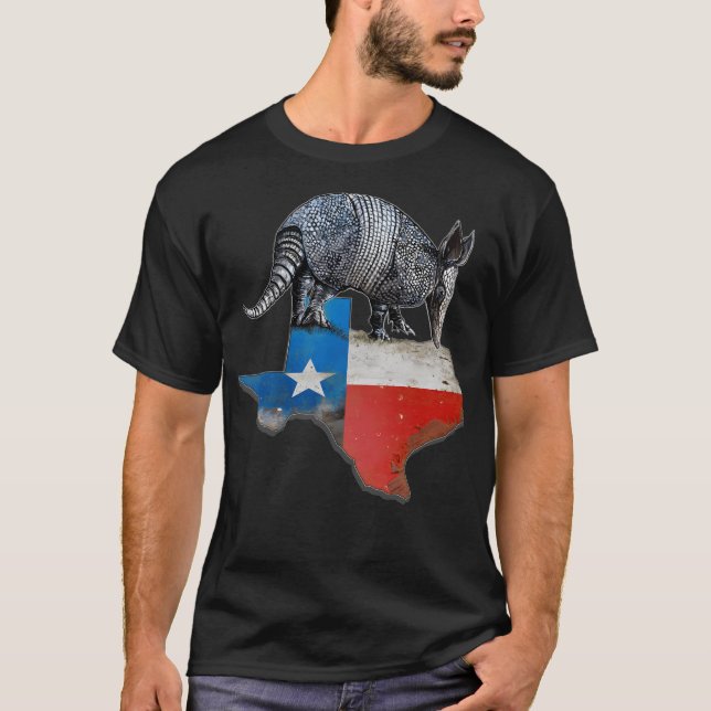Armadillo Texas Statlig flagga T Shirt (Framsida)