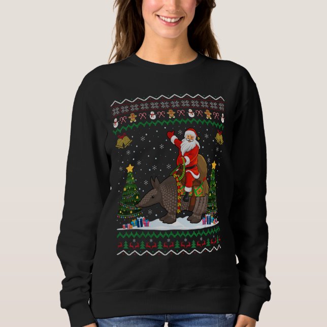 Armadillo Ugly Julafton Gift Santa Riding Armadill T Shirt (Framsida)
