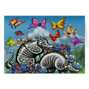 Armadillos Bluebonnets Butterflies Wildblommor Hälsningskort