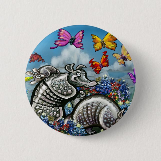 Armadillos Bluebonnets Butterflies Wildblommor Knapp (Framsida)
