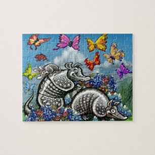 Armadillos Bluebonnets Butterflies Wildblommor Pussel