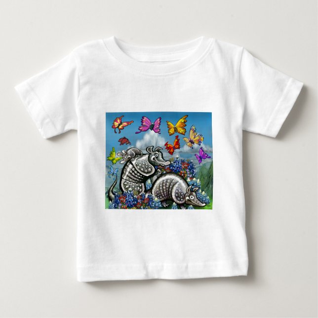 Armadillos Bluebonnets Butterflies Wildblommor Tee (Framsida)