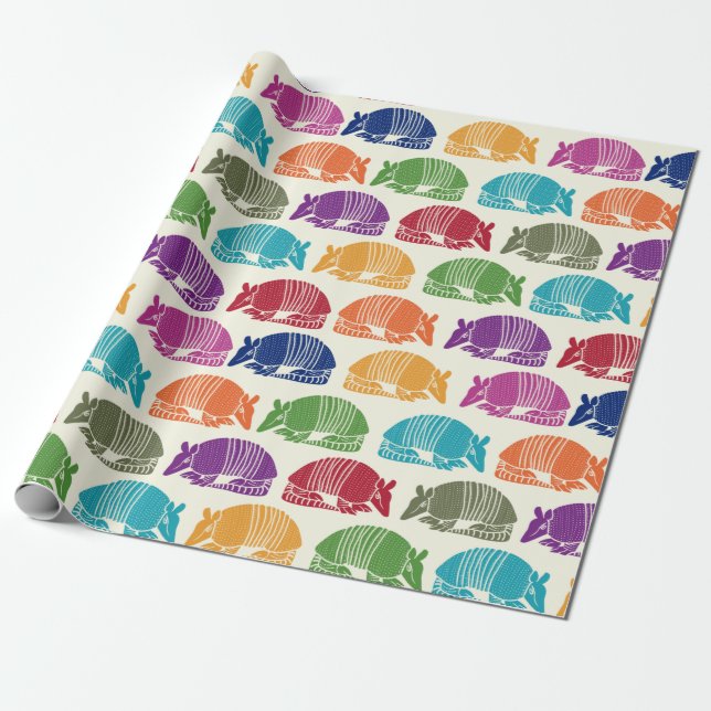 Armadillos Colorful Patterned Presentpapper (Utrullad)