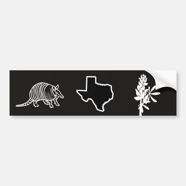 Armadillos och Bluebonnet Texas Bumper Sticker Bildekal (Framsidan)