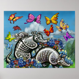Armadillos Wildblommor Butterflies Poster